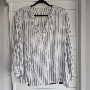 Old Navy Striped Navy And White Peasant Top With Tie Sleeves